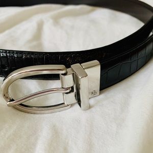 Lauren Ralph Lauren black croc stamp belt size M/L